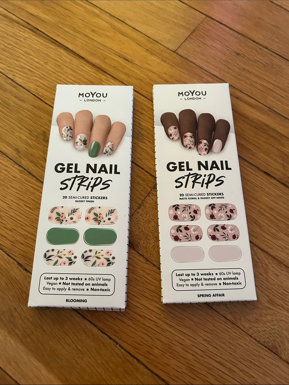 MoYou London Gel Nail Strips - Floral Green & Pink